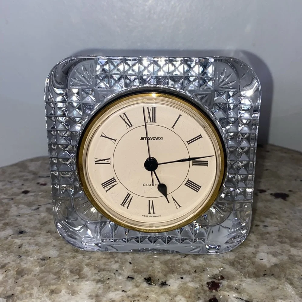 Staiger West Germany Gorgeous Crystal Desk Clock Made in France Unique & Classy